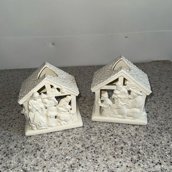 Partylite Cream Nativity Scene Candle Holders - Picture 1 of 4